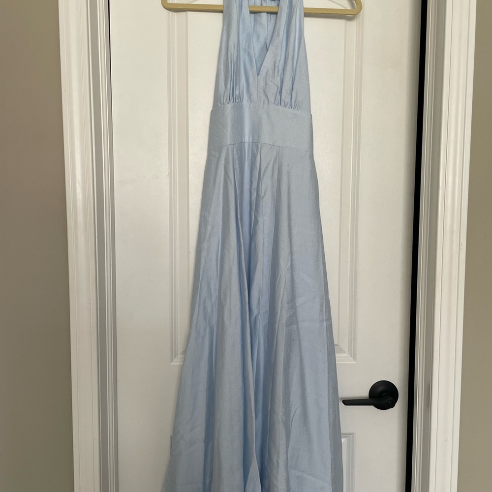 DKNY Light Blue Halter Maxi Dress